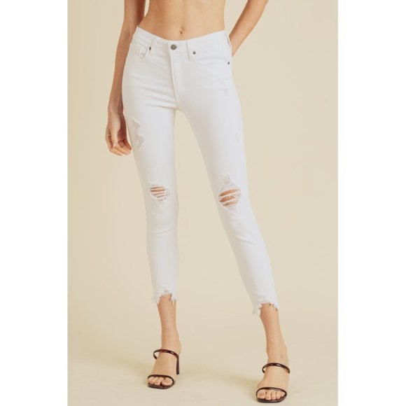 The Wild Clover Denim - ❌SOLD OUT❌ JUST BLACK DENIM WHITE FRAYED HEM JEANS